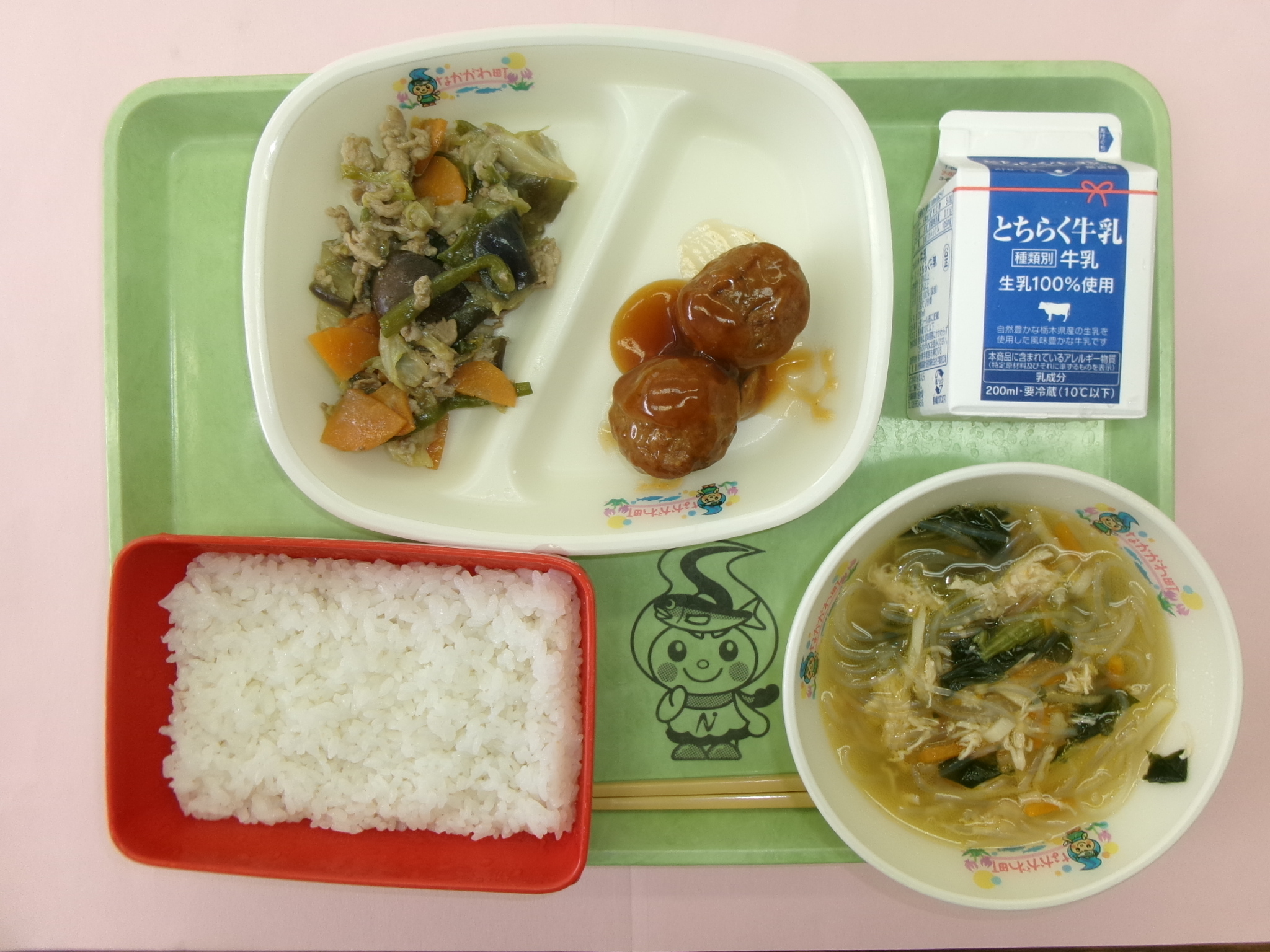 9月2日（水曜日）ごはん肉団子甘酢あんかけ(2)なすの味噌炒め春雨スープ.JPG