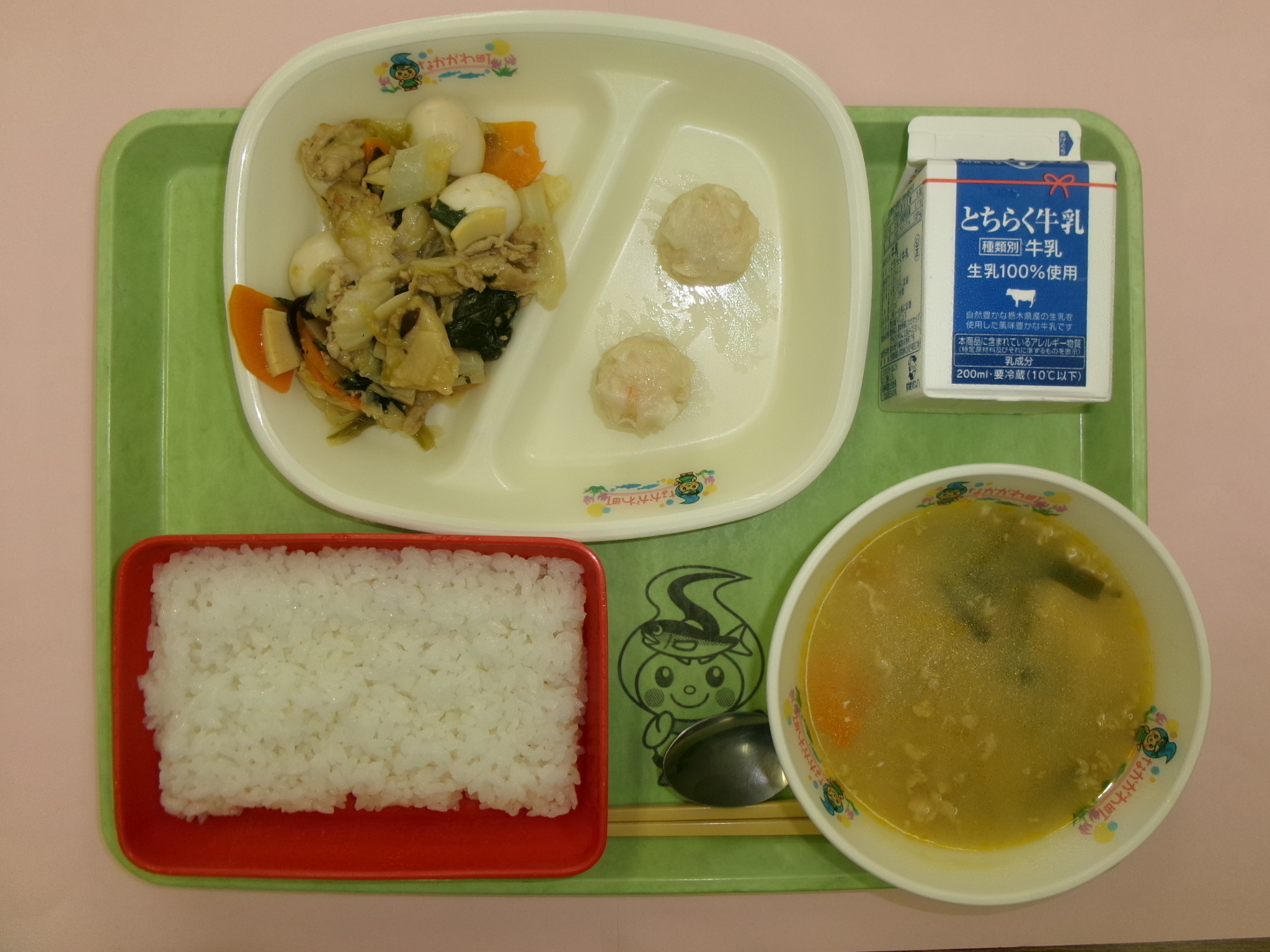 9月9日（水曜日）ごはん牛乳中華丼の具えびしゅうまいトックスープ.JPG