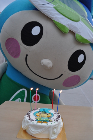 なかちゃんケーキを見るなかちゃんの写真