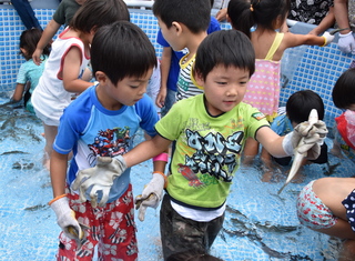 鮎とマスのつかみ取りの写真1