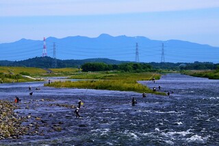 アユ釣りが解禁された那珂川の写真
